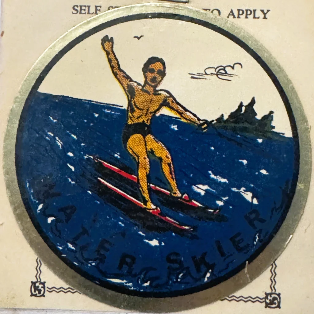 Rare Vintage 1960s Water Skier Decal Embla Crest Collectible
