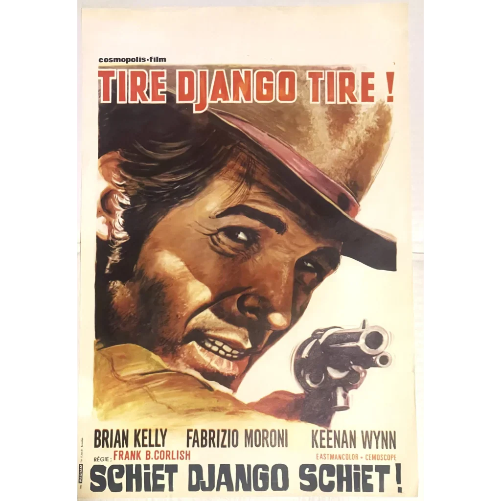 Rare 1968 Tire Django Tire Belgium Movie Poster Shoot Gringo Shoot