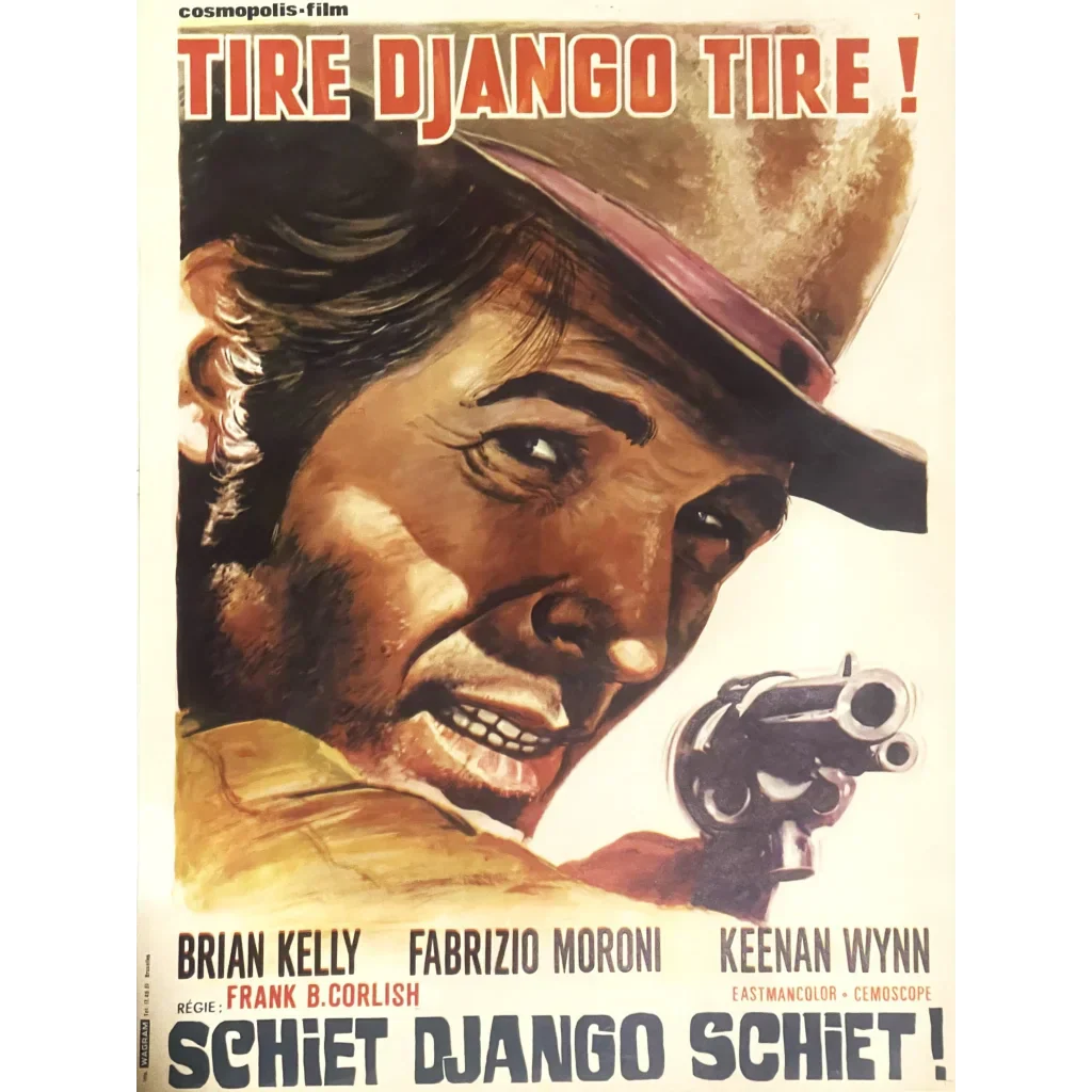 Rare 1968 Tire Django Tire Belgium Movie Poster Shoot Gringo Shoot