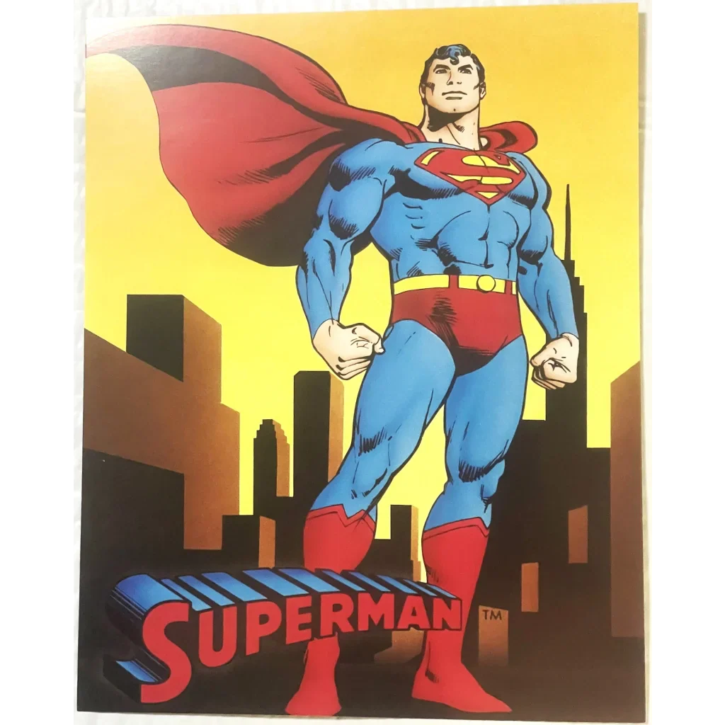 Vintage Large Superman DC Comics Collectible Card Print 1989