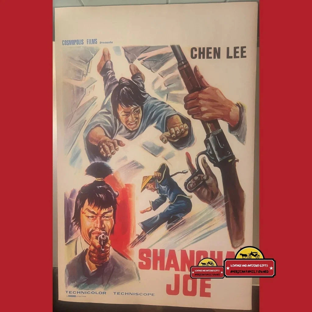 Rare Vintage Belgium Movie Poster Shanghai Joe 1972 Vibrant Art