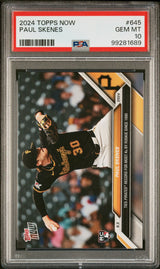 Tarjeta de béisbol de Paul Skenes #645 Rookie RC, clasificada en Topps Now 2024, PSA 10 Gem Mint