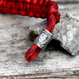 Red Thor’s Hammer Valknut Stainless Steel Paracord Bracelet