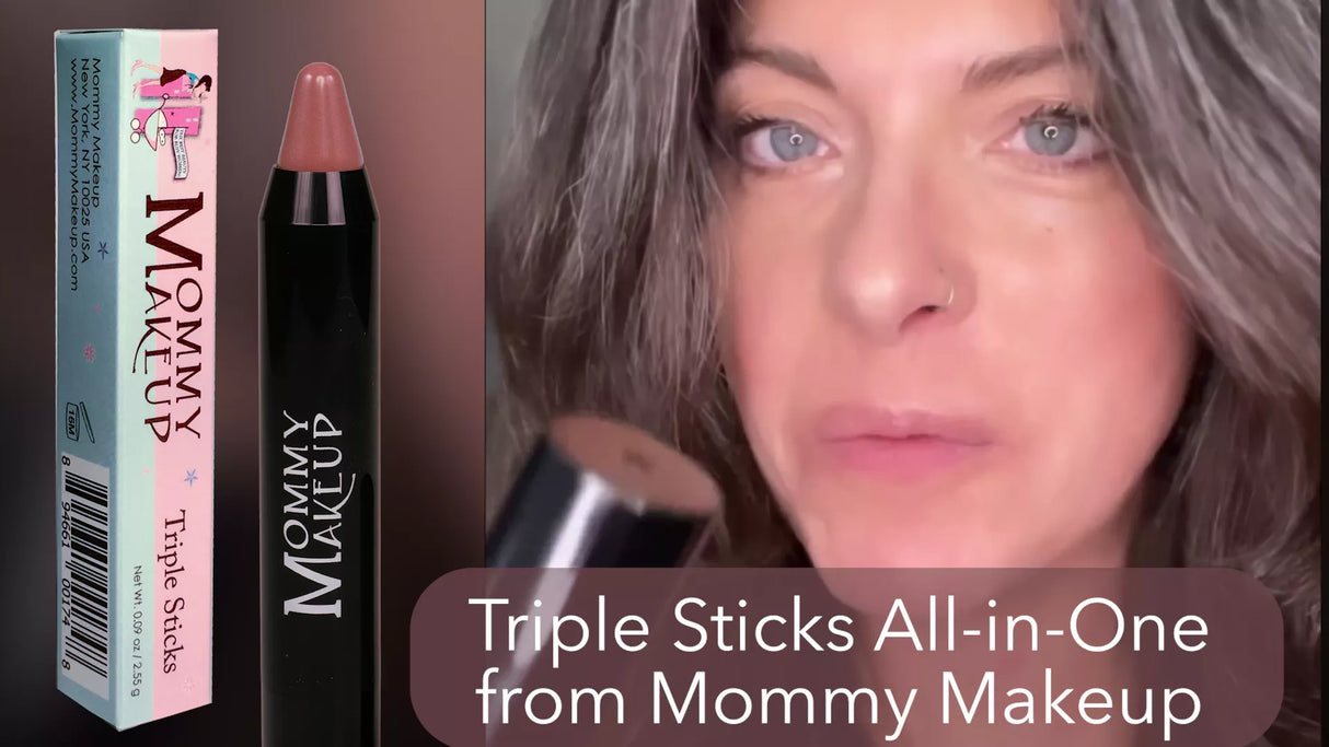 Lápiz labial Triple Sticks, rubor en crema y tratamiento en Bare Babe