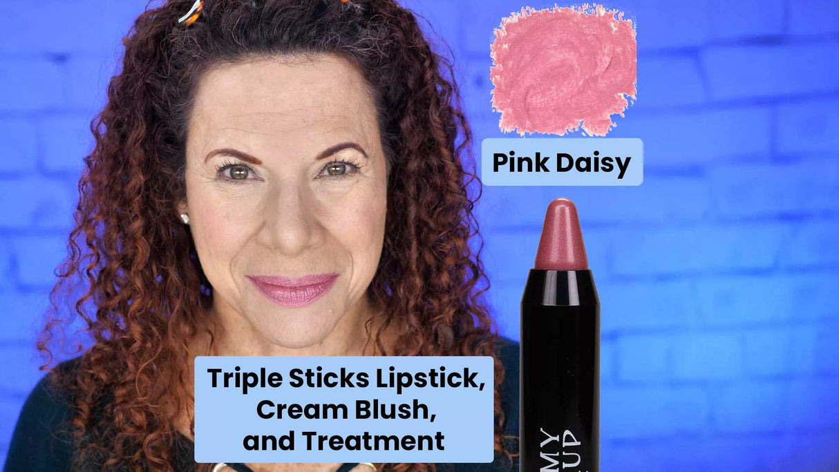 Lápiz labial Triple Sticks, rubor en crema y tratamiento en Pink Daisy