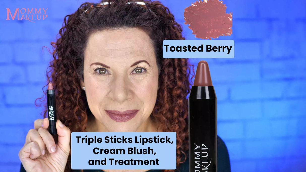Lápiz labial Triple Sticks, rubor en crema y tratamiento en color Toasted Berry