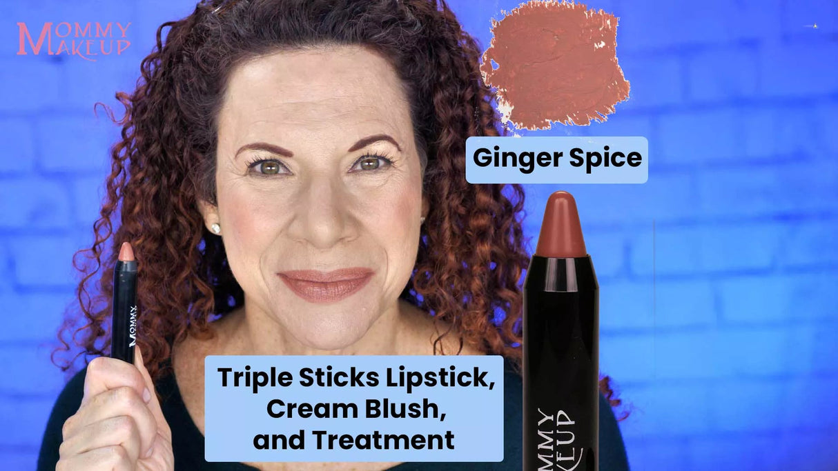 Lápiz labial Triple Sticks, rubor en crema y tratamiento en jengibre y especias