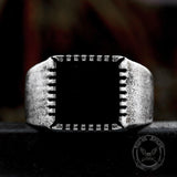 Retro Black Square Stainless Steel Ring