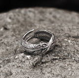 Retro Feather-shaped Stainless Steel Ring