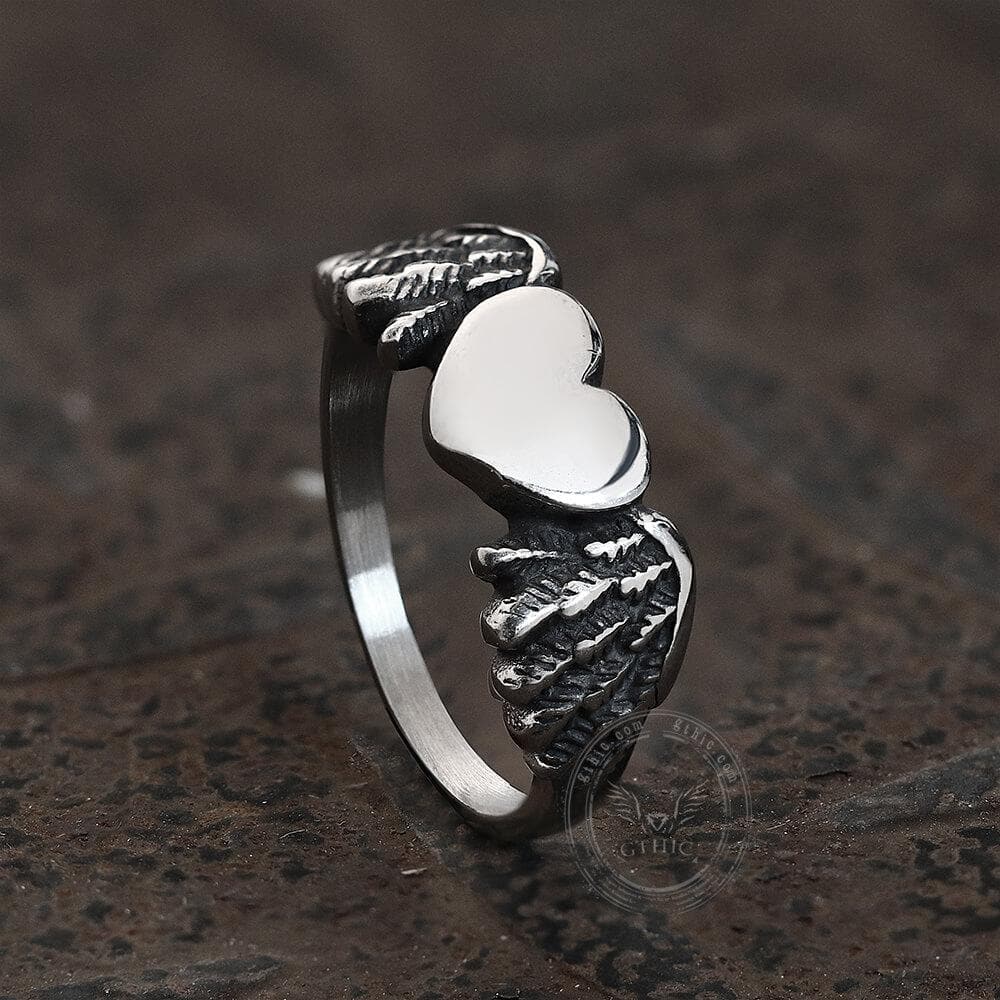 Retro Flying Love Stainless Steel Punk Ring
