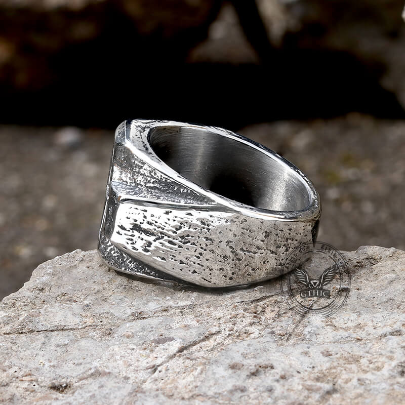 Anillo de acero inoxidable con cruz griega retro