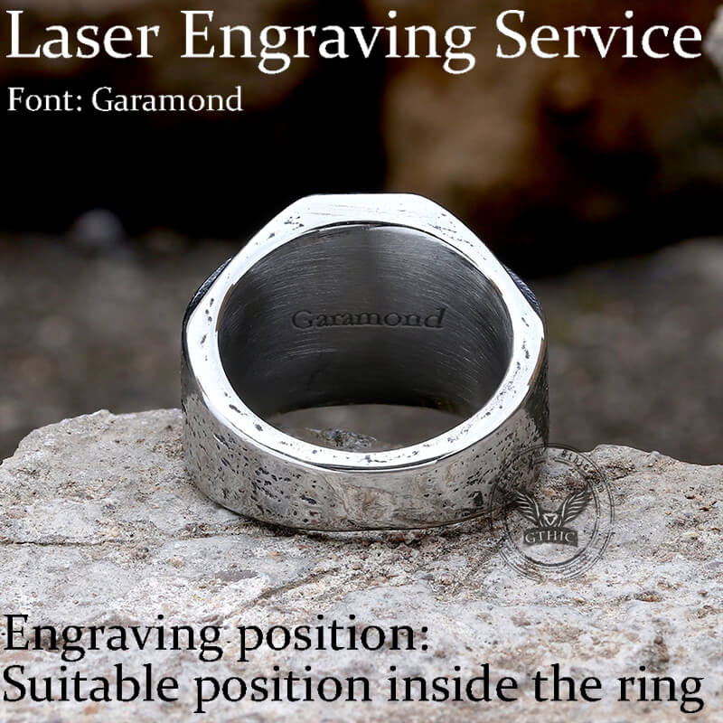 Anillo de acero inoxidable con cruz griega retro