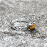 Gothic Gem-Set Stainless Steel Ring