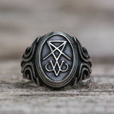 Retro Sigil of Lucifer Stainless Steel Ring