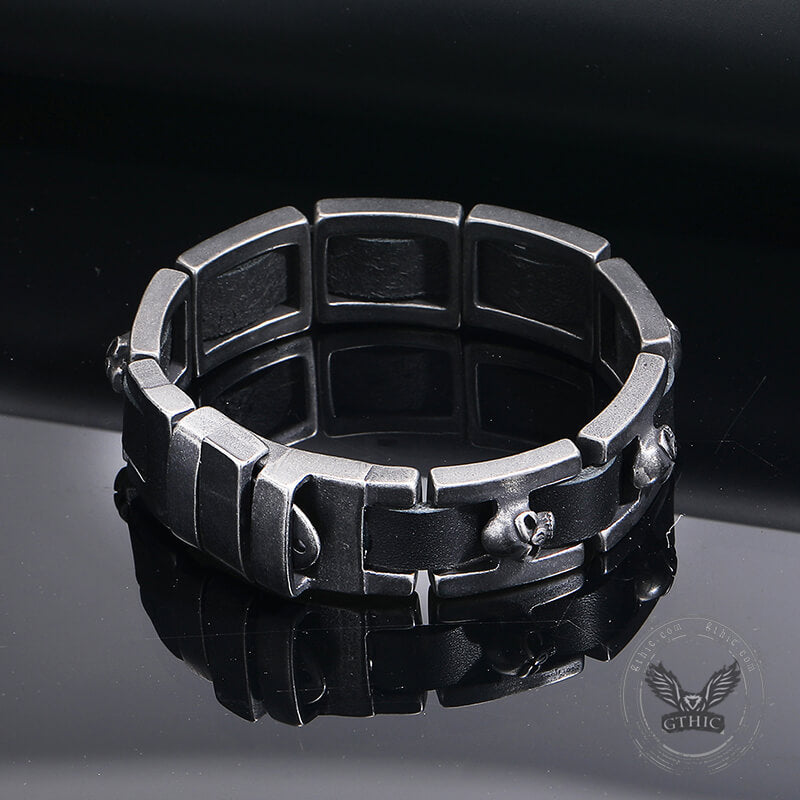 Retro Skull Heads Watch Buckle Stainless Steel Bracelet