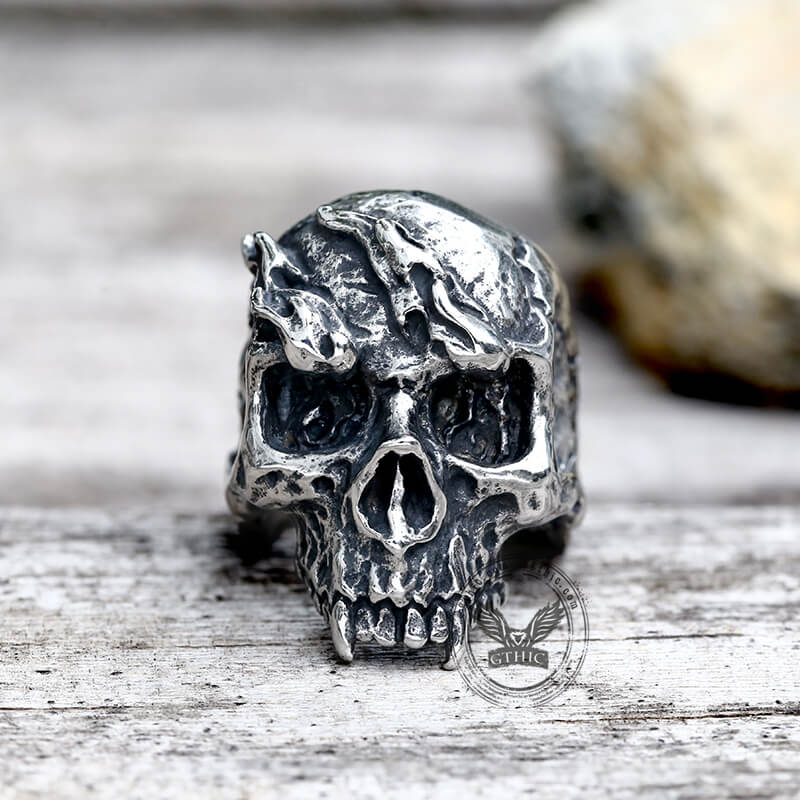 Rise From Ashes Stainless Steel Skull Ring