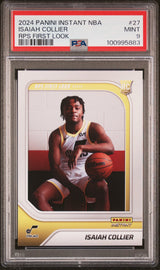 Tarjeta de baloncesto Panini Instant NBA Isaiah Collier #27 RPS First Look Rookie RC 2024, clasificada, PSA 9 Mint