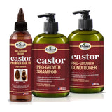 Difeel Pro-Growth Hair Care Set with Castor Oil - 3-PC Style: Shampoo & Conditioner 12oz EACH & Hair Oil 8oz