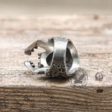 Roaring Multifaceted Skull Stainless Steel Ring
