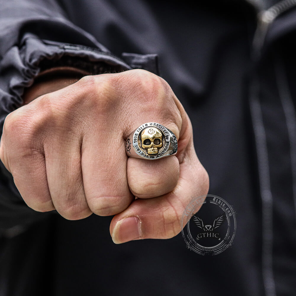 Rock Symbol Stainless Steel Skull Ring