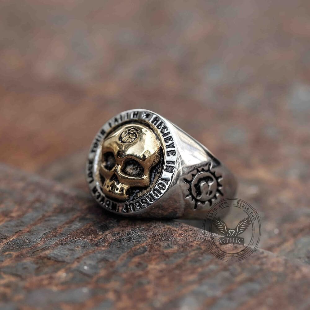 Rock Symbol Stainless Steel Skull Ring