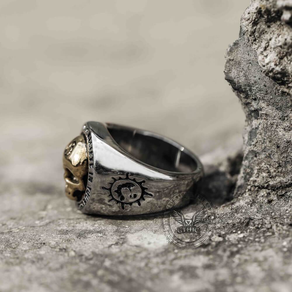 Rock Symbol Stainless Steel Skull Ring
