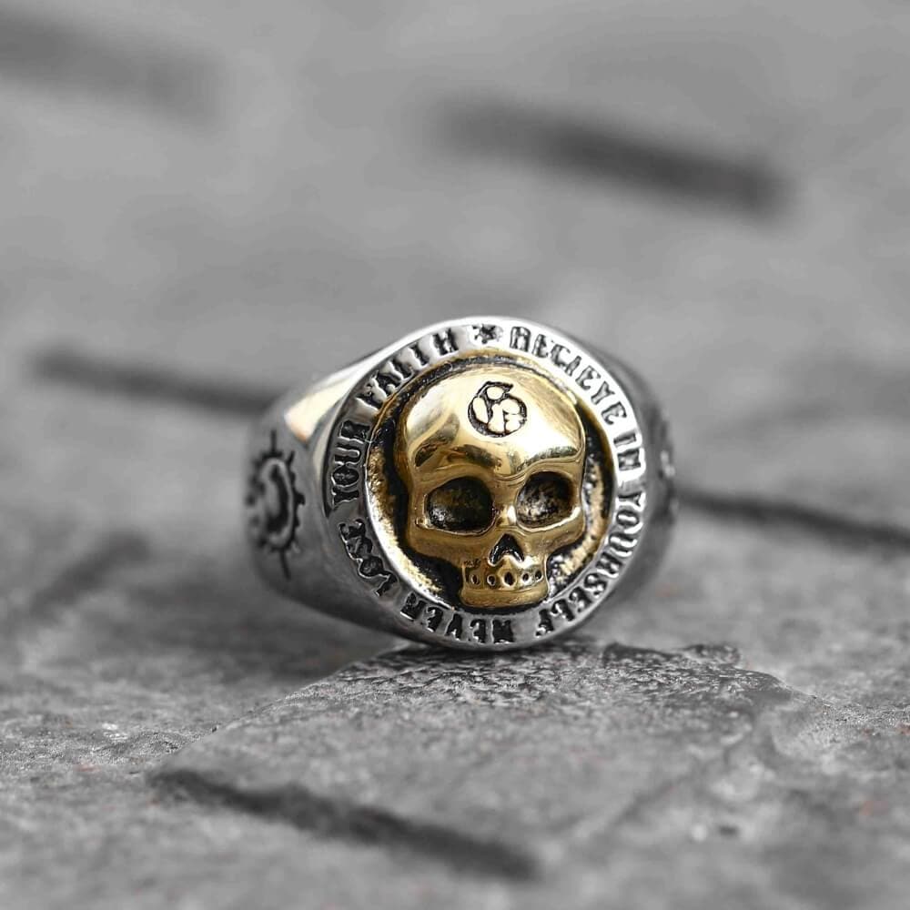 Rock Symbol Stainless Steel Skull Ring