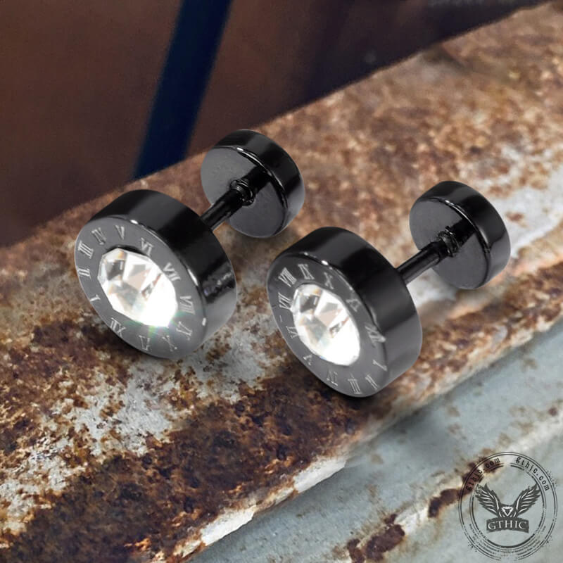 Pendientes punk de acero inoxidable con números romanos