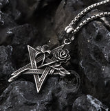 Rose And Pentagram Stainless Steel Pendant