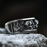 Rose Skull Stainless Steel Goth Ring