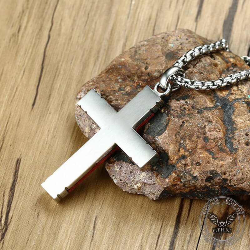 Rosewood Cross Titanium Steel Religion Pendant