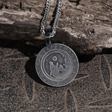 Rotatable Skoll and Hati Wolf Runes Stainless Steel Pendant