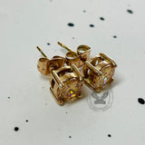 Round Square Stainless Steel Gemstone Stud Earrings