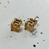 Round Square Stainless Steel Gemstone Stud Earrings