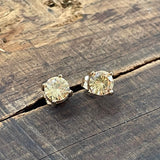 Round Square Stainless Steel Gemstone Stud Earrings
