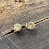 Round Square Stainless Steel Gemstone Stud Earrings