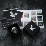 Ruby & Sapphire Eye Stainless Steel Skull Ring