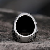 Ruby & Sapphire Eye Stainless Steel Skull Ring