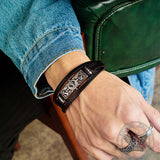 Rudder Anchor Stainless Steel Leather Bracelet