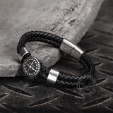Rudder Stainless Steel Leather Marine Bracelet