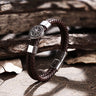 Rudder Stainless Steel Leather Marine Bracelet
