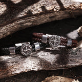 Rudder Stainless Steel Leather Marine Bracelet