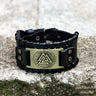 Runes Valknut Wristband Alloy Leather Viking Bracelet