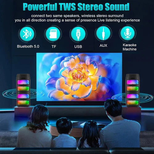 Ultimate Sound 3000W Portable Bluetooth Speaker with Dazzling LED Lights for Epic Parties