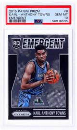 Graded 2015-16 Panini Prizm Karl-Anthony Towns #8 Emergent Rookie RC Basketball Card PSA 10 Gem Mint