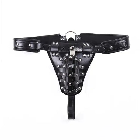 Leather Men's Chastity Belt with Cock Cage, Adult Toy - Lootquake