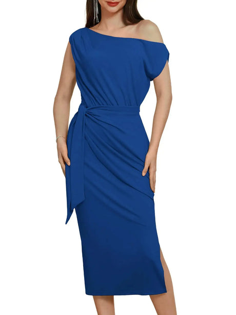 GRACE KARIN Blue Dresses for Women 2024 Formal Cocktail Party Tie Bodycon Midi Dresses XL - Lootquake