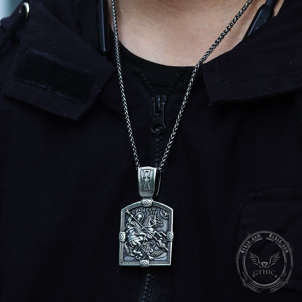 Saint George and The Dragon Stainless Steel Pendant