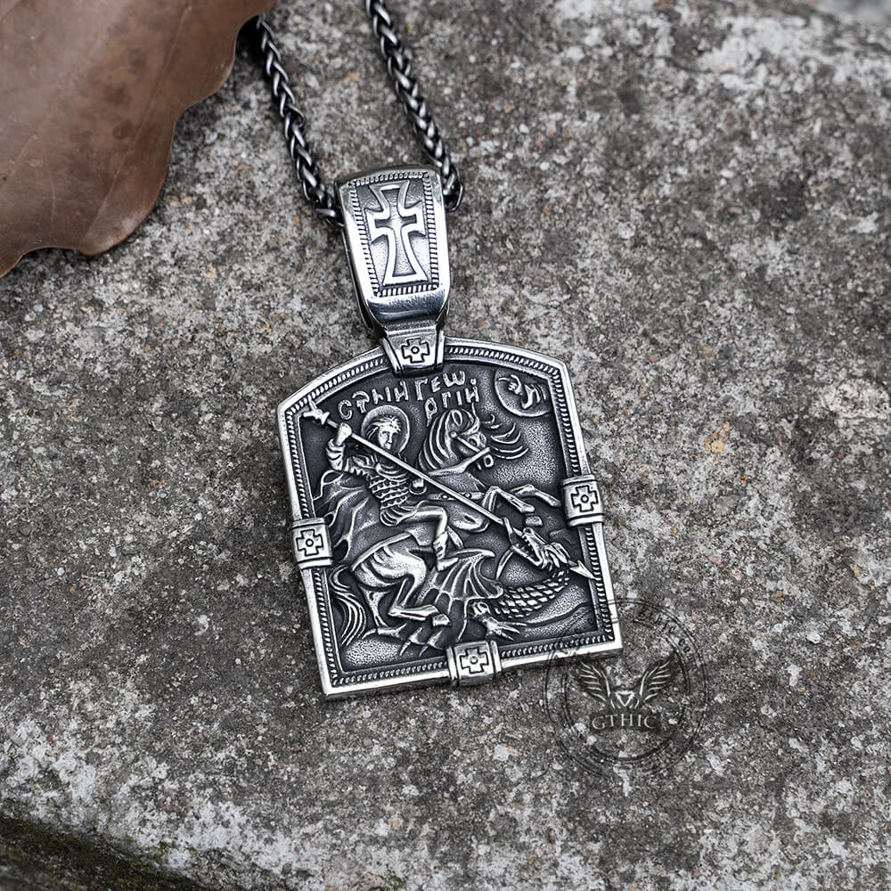 Saint George and The Dragon Stainless Steel Pendant