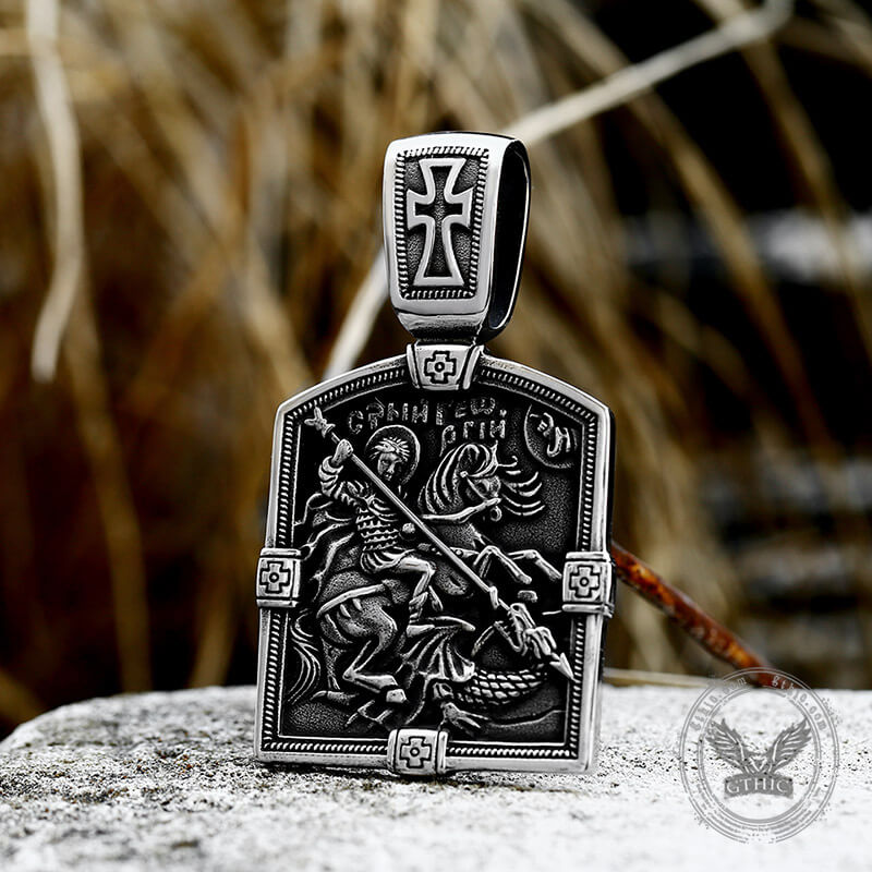Saint George and The Dragon Stainless Steel Pendant